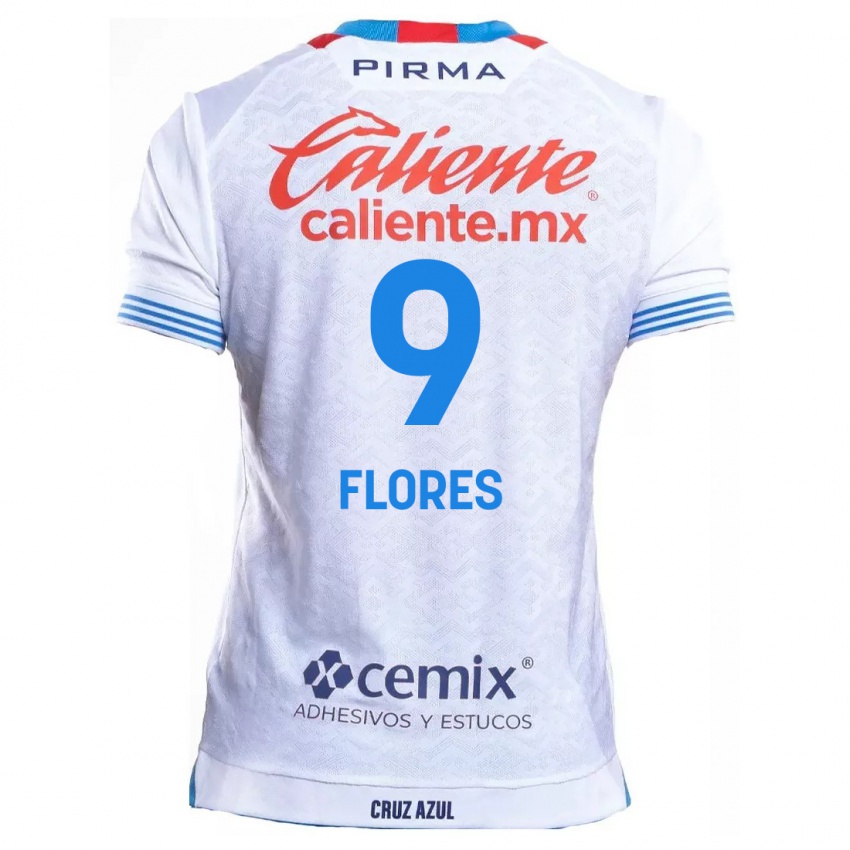 Niño Camiseta Daniela Flores #9 Blanco Azul 2ª Equipación 2024/25 La Camisa