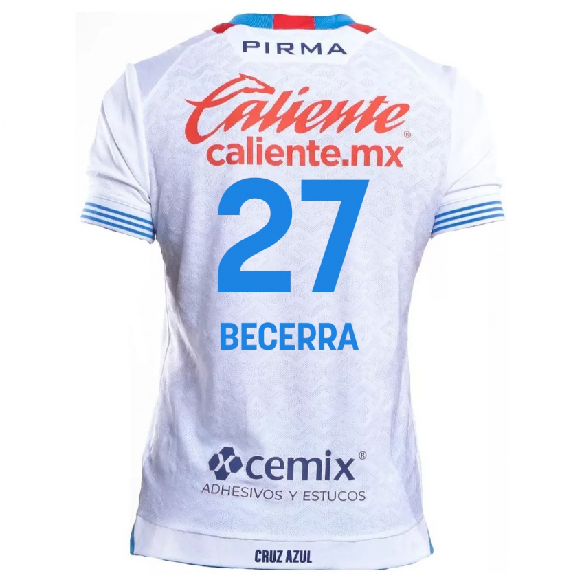 Niño Camiseta Ana Becerra #27 Blanco Azul 2ª Equipación 2024/25 La Camisa