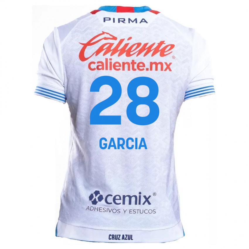 Niño Camiseta Ana Garcia #28 Blanco Azul 2ª Equipación 2024/25 La Camisa