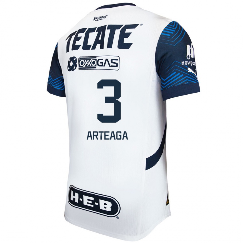 Niño Camiseta Gerardo Arteaga #3 Blanco Azul 2ª Equipación 2024/25 La Camisa