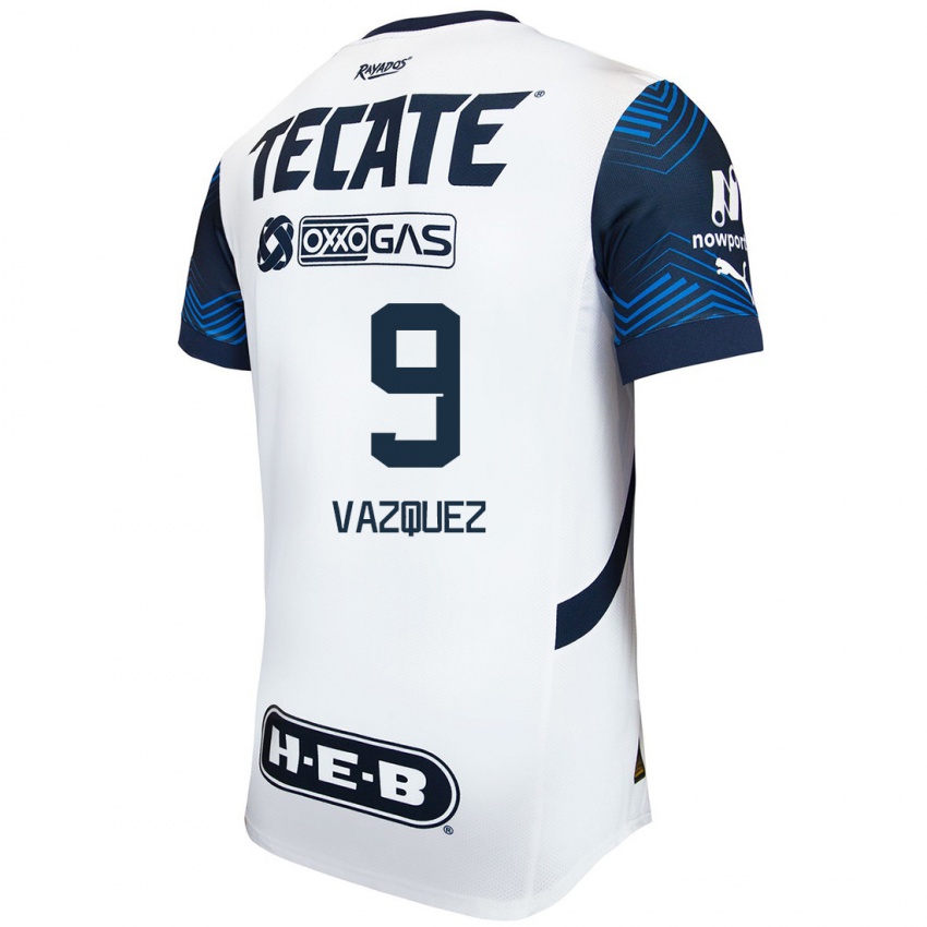 Niño Camiseta Brandon Vazquez #9 Blanco Azul 2ª Equipación 2024/25 La Camisa