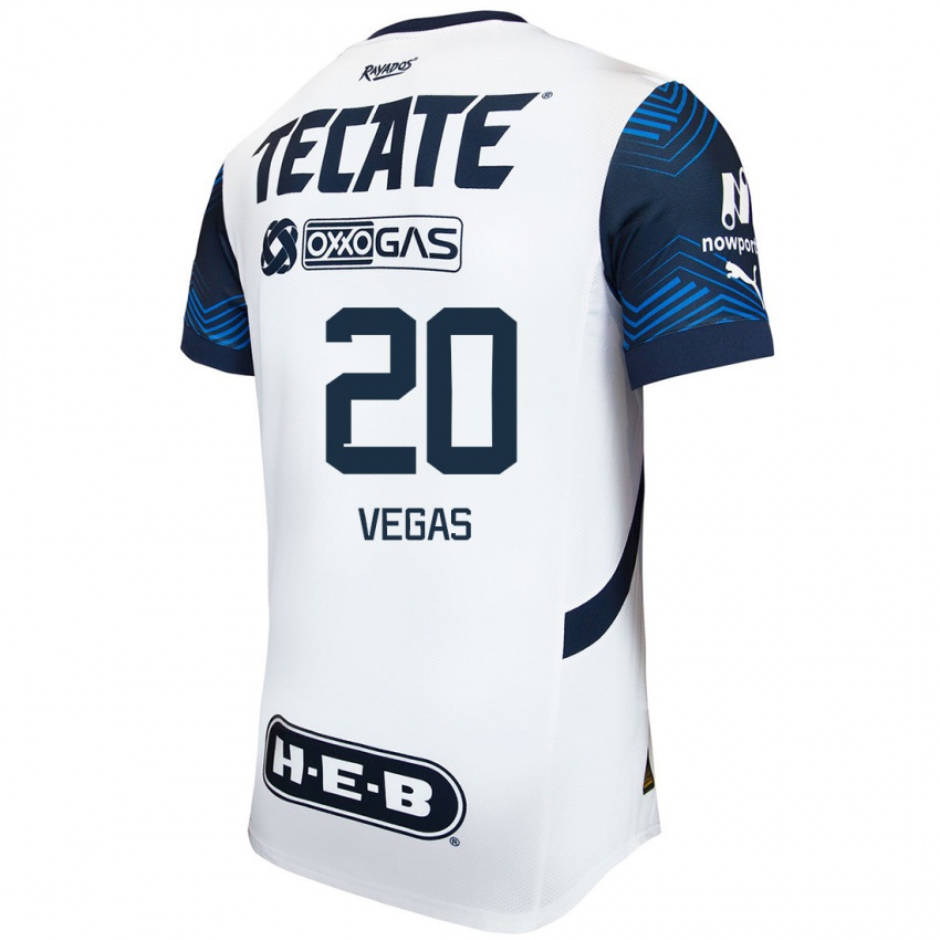 Niño Camiseta Sebastián Vegas #20 Blanco Azul 2ª Equipación 2024/25 La Camisa