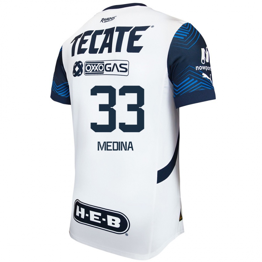 Niño Camiseta Stefan Medina #33 Blanco Azul 2ª Equipación 2024/25 La Camisa