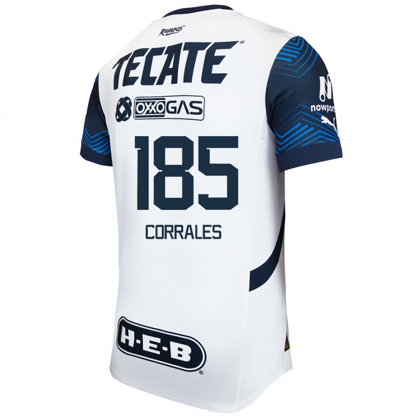 Niño Camiseta Ángel Corrales #185 Blanco Azul 2ª Equipación 2024/25 La Camisa