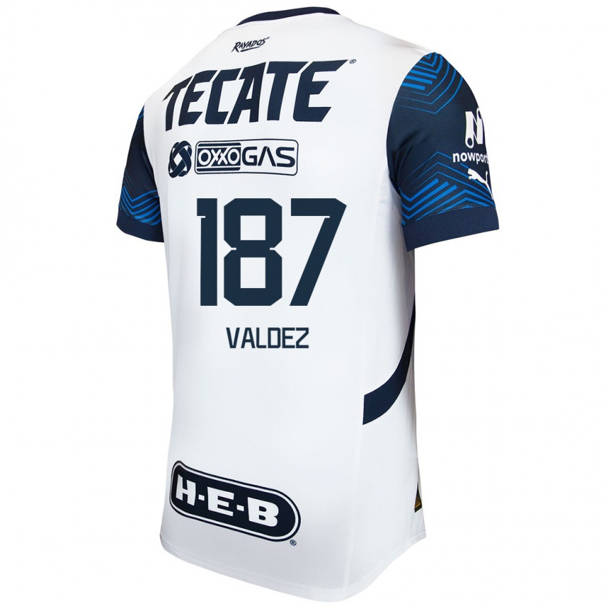 Niño Camiseta Érick Valdez #187 Blanco Azul 2ª Equipación 2024/25 La Camisa