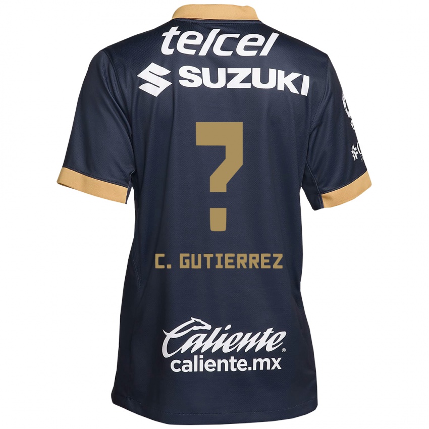 Niño Camiseta Carlos Gutiérrez #0 Obsidiana Dorada Blanca 2ª Equipación 2024/25 La Camisa