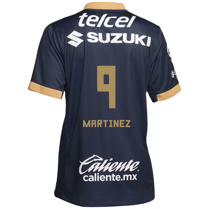 Niño Camiseta Guillermo Martínez #9 Obsidiana Dorada Blanca 2ª Equipación 2024/25 La Camisa