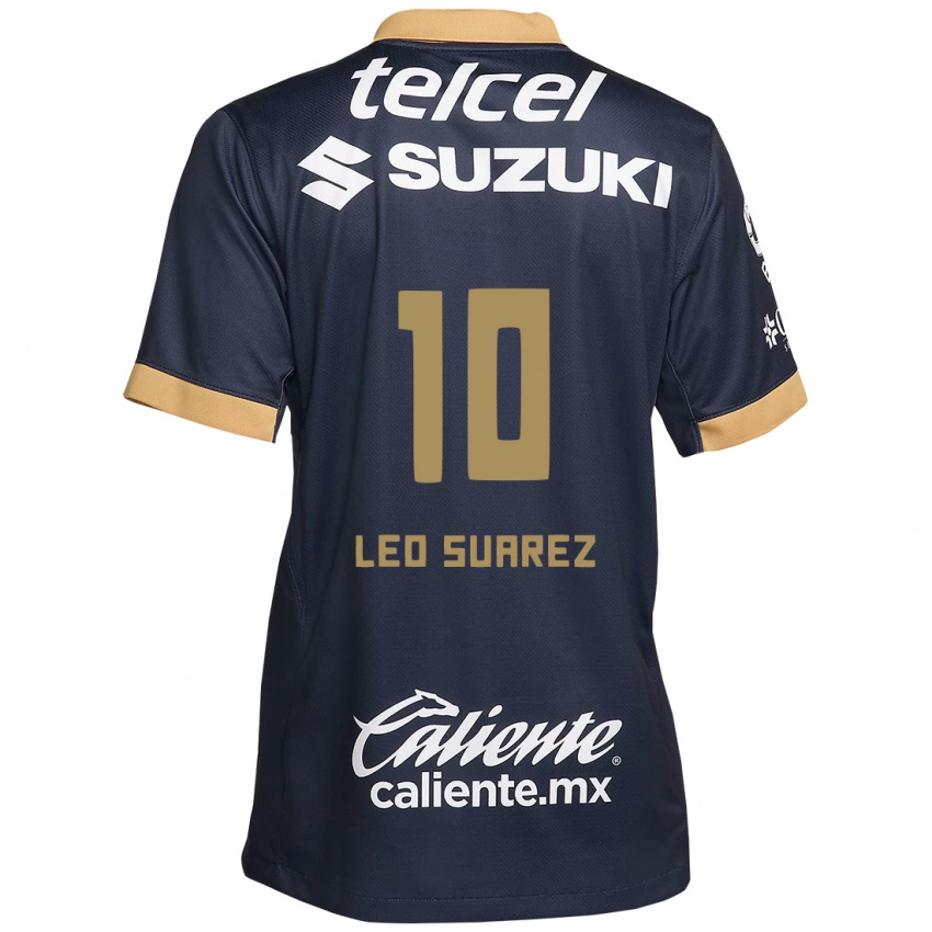 Niño Camiseta Leo Suarez #10 Obsidiana Dorada Blanca 2ª Equipación 2024/25 La Camisa