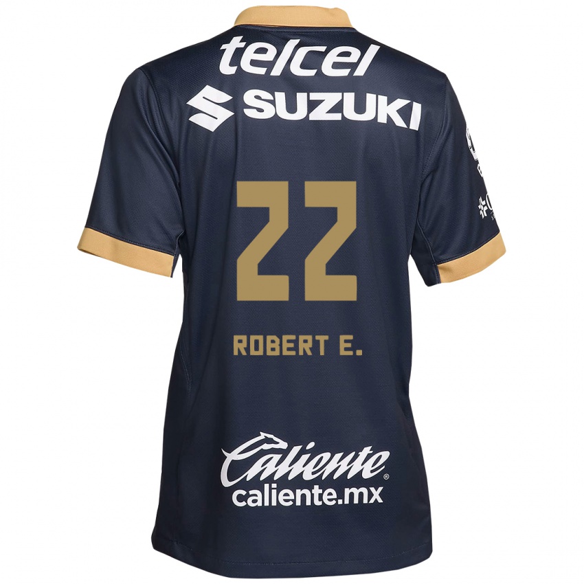 Niño Camiseta Robert Ergas #22 Obsidiana Dorada Blanca 2ª Equipación 2024/25 La Camisa