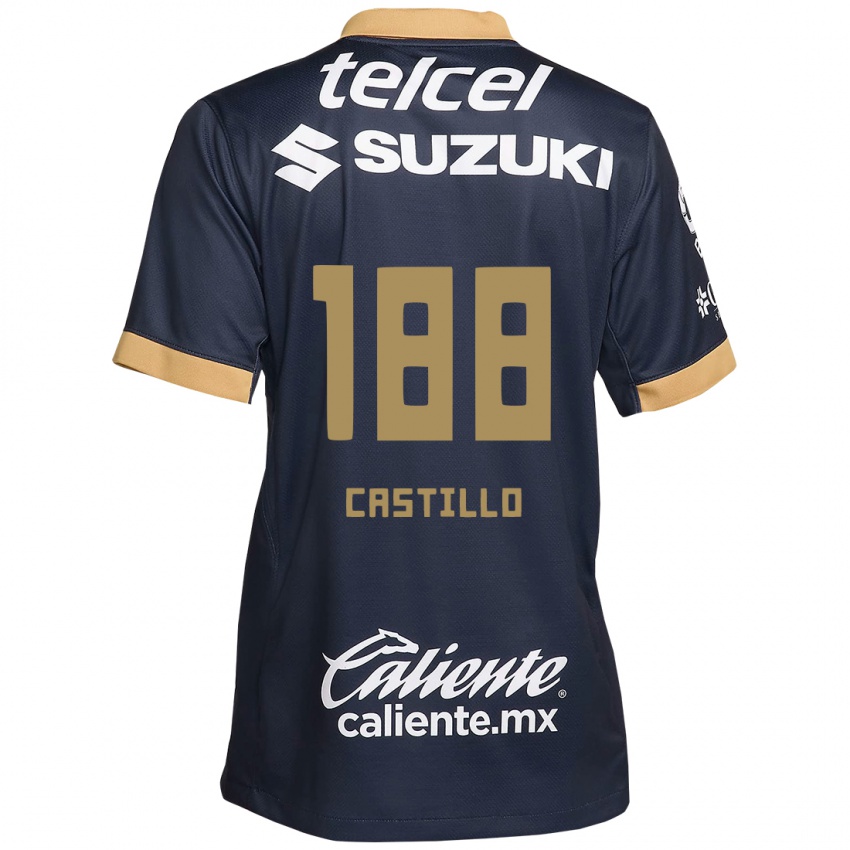 Niño Camiseta Christian Castillo #188 Obsidiana Dorada Blanca 2ª Equipación 2024/25 La Camisa