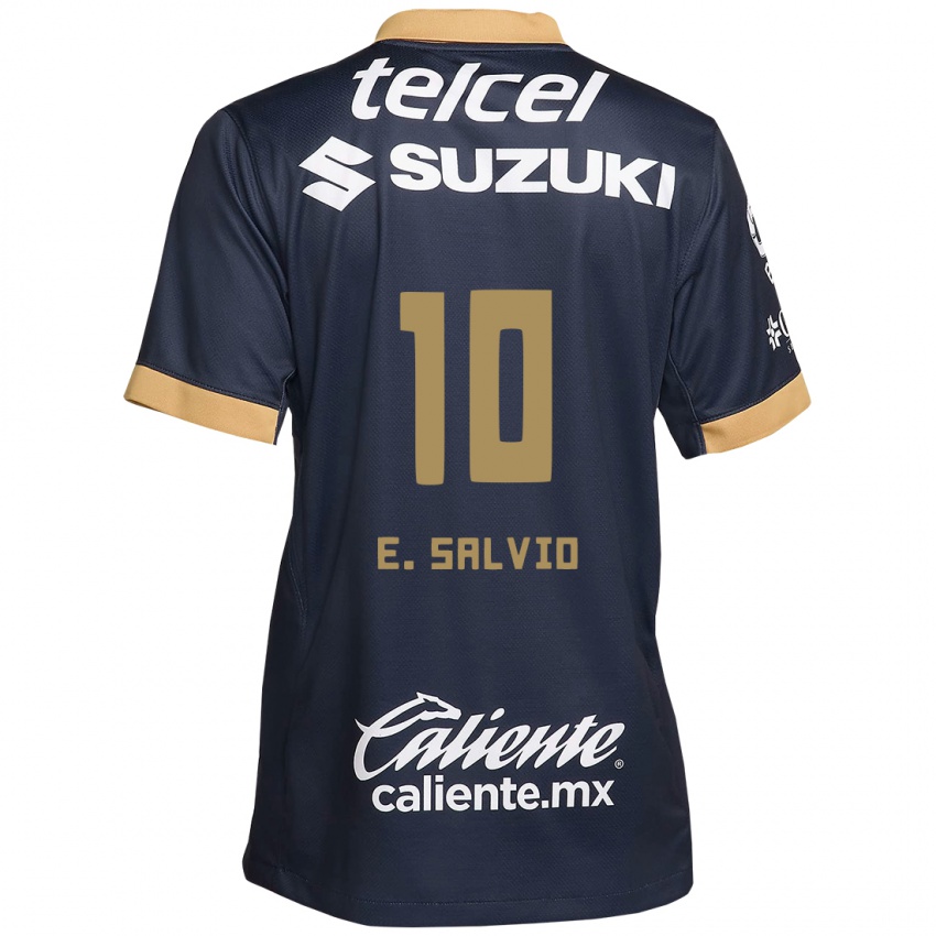 Niño Camiseta Eduardo Salvio #10 Obsidiana Dorada Blanca 2ª Equipación 2024/25 La Camisa