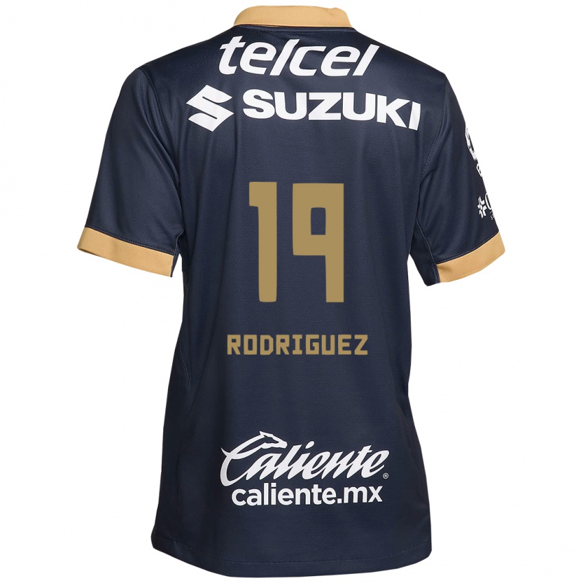 Niño Camiseta Yaneisy Rodriguez #19 Obsidiana Dorada Blanca 2ª Equipación 2024/25 La Camisa