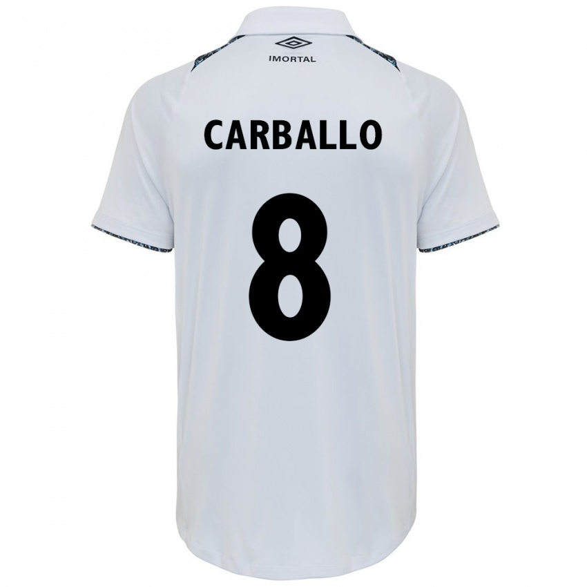 Niño Camiseta Felipe Carballo #8 Blanco Azul 2ª Equipación 2024/25 La Camisa