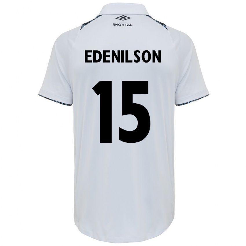 Niño Camiseta Edenilson #15 Blanco Azul 2ª Equipación 2024/25 La Camisa