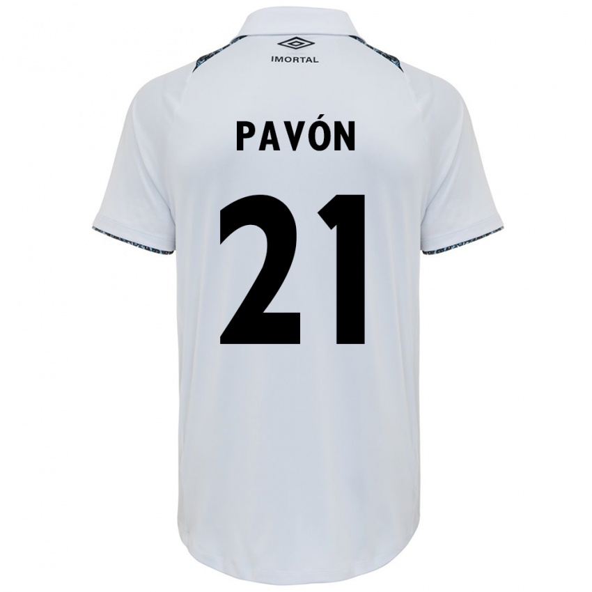 Niño Camiseta Cristian Pavon #21 Blanco Azul 2ª Equipación 2024/25 La Camisa