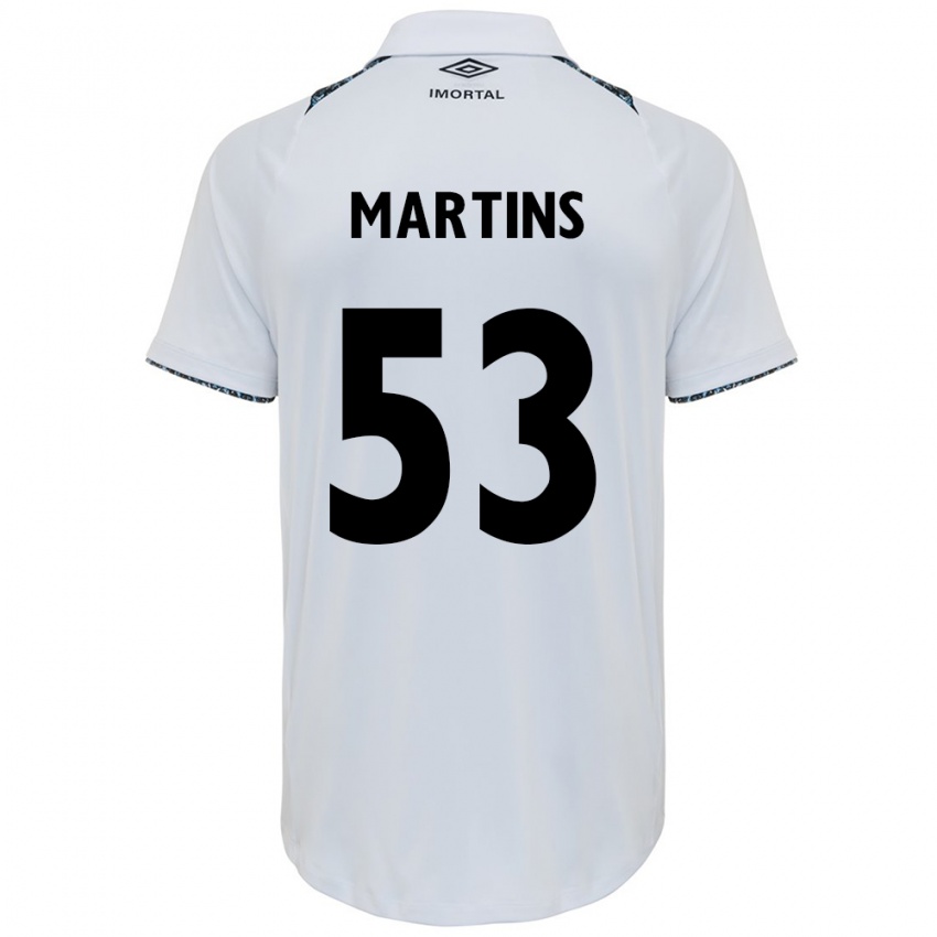 Niño Camiseta Gustavo Martins #53 Blanco Azul 2ª Equipación 2024/25 La Camisa