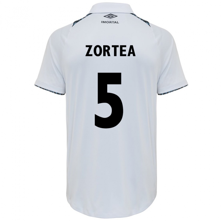 Niño Camiseta Bernardo Zortea #5 Blanco Azul 2ª Equipación 2024/25 La Camisa