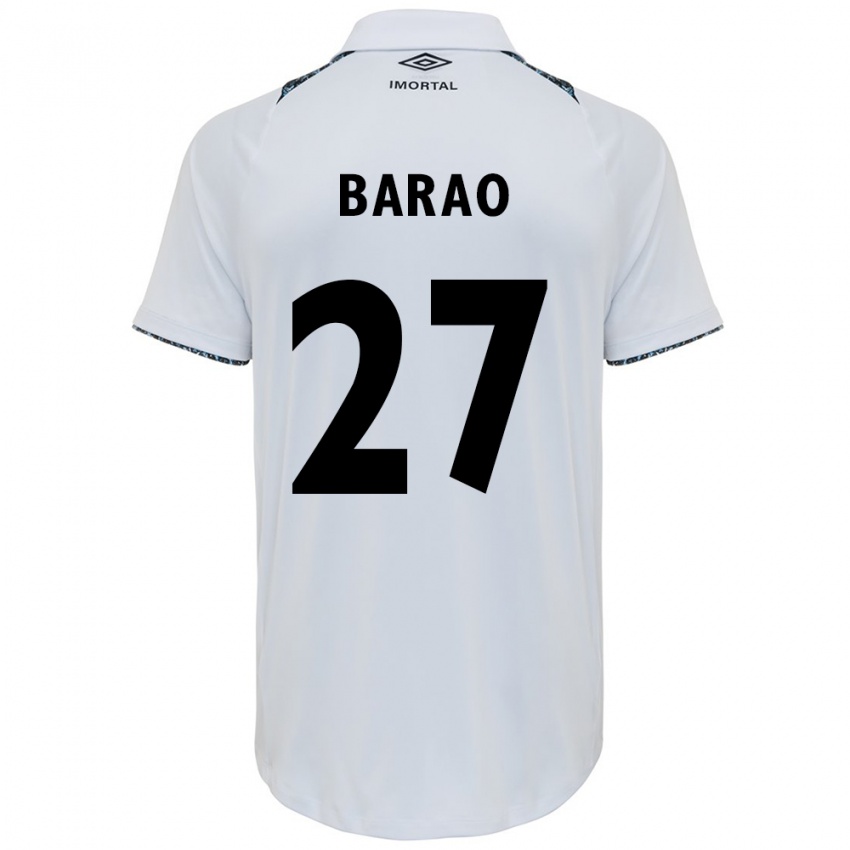 Niño Camiseta Dani Barão #27 Blanco Azul 2ª Equipación 2024/25 La Camisa