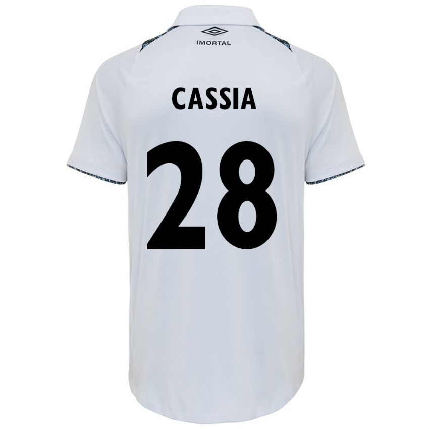 Niño Camiseta Cássia #28 Blanco Azul 2ª Equipación 2024/25 La Camisa