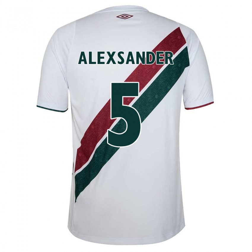 Niño Camiseta Alexsander #5 Blanco Verde Granate 2ª Equipación 2024/25 La Camisa