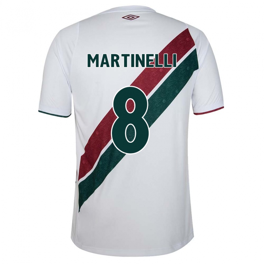 Niño Camiseta Martinelli #8 Blanco Verde Granate 2ª Equipación 2024/25 La Camisa