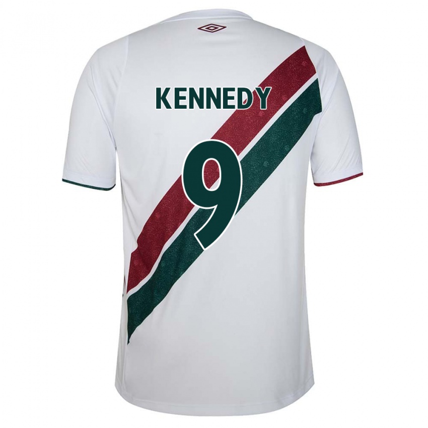 Niño Camiseta John Kennedy #9 Blanco Verde Granate 2ª Equipación 2024/25 La Camisa