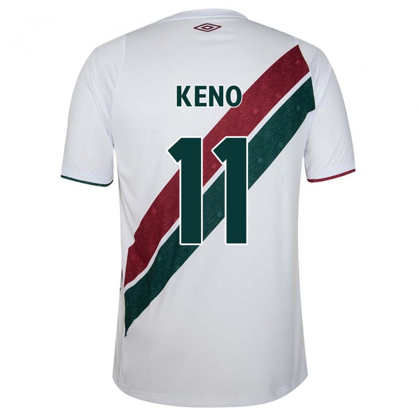 Niño Camiseta Keno #11 Blanco Verde Granate 2ª Equipación 2024/25 La Camisa