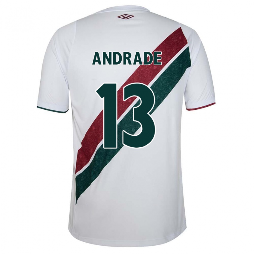 Niño Camiseta Felipe Andrade #13 Blanco Verde Granate 2ª Equipación 2024/25 La Camisa