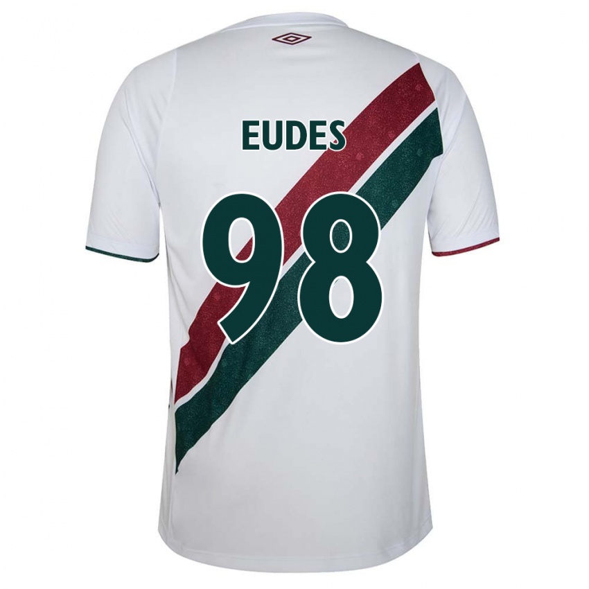 Niño Camiseta Vitor Eudes #98 Blanco Verde Granate 2ª Equipación 2024/25 La Camisa