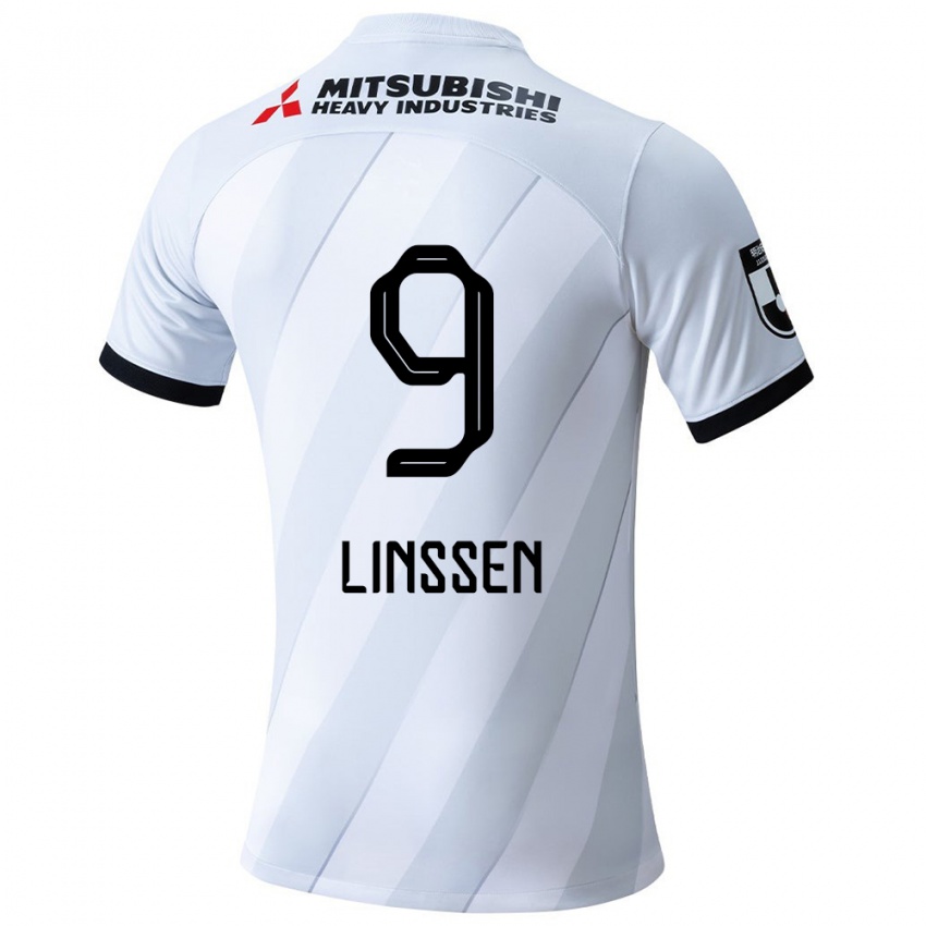 Niño Camiseta Bryan Linssen #9 Gris Blanco 2ª Equipación 2024/25 La Camisa