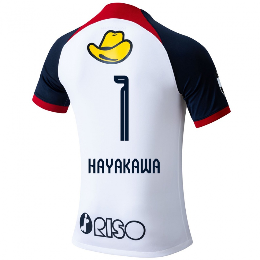 Niño Camiseta Tomoki Hayakawa #1 Blanco Azul Rojo 2ª Equipación 2024/25 La Camisa