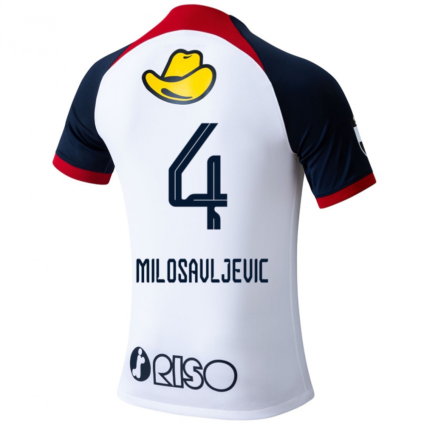 Niño Camiseta Radomir Milosavljevic #4 Blanco Azul Rojo 2ª Equipación 2024/25 La Camisa