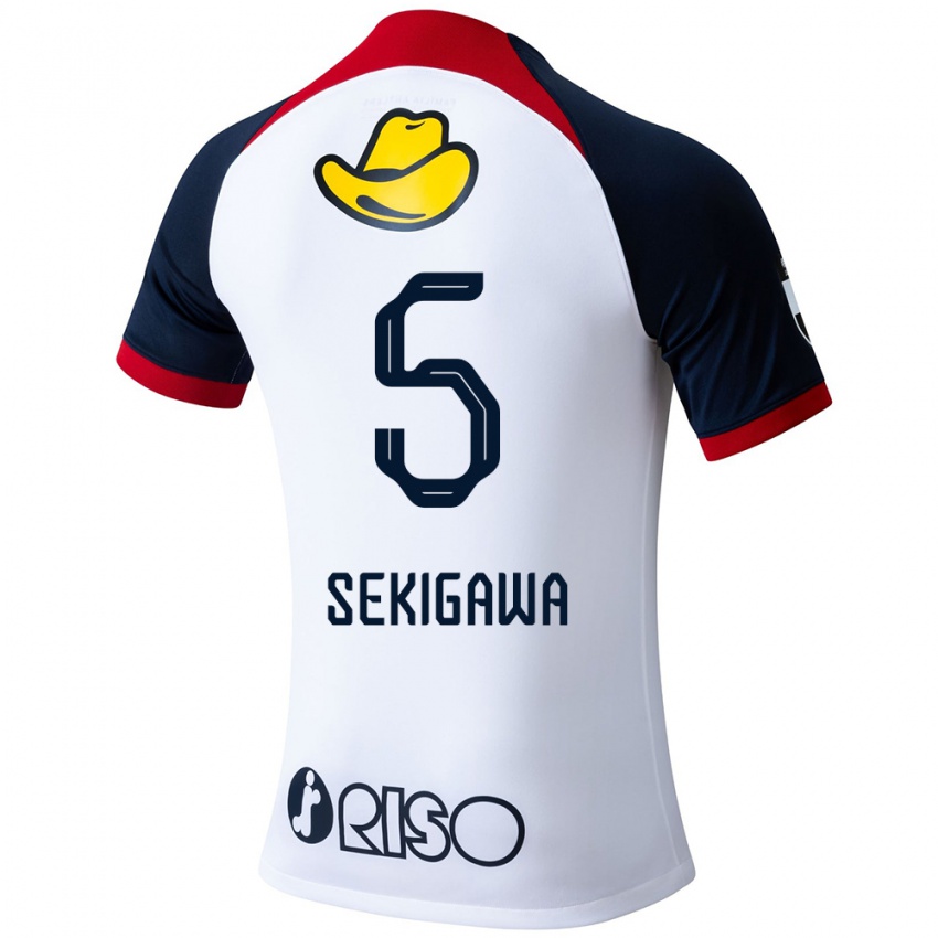 Niño Camiseta Ikuma Sekigawa #5 Blanco Azul Rojo 2ª Equipación 2024/25 La Camisa