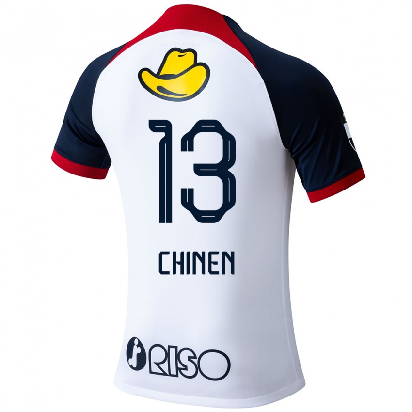 Niño Camiseta Kei Chinen #13 Blanco Azul Rojo 2ª Equipación 2024/25 La Camisa