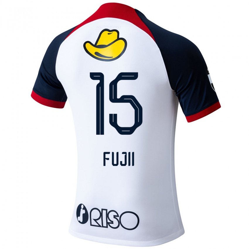 Niño Camiseta Tomoya Fujii #15 Blanco Azul Rojo 2ª Equipación 2024/25 La Camisa