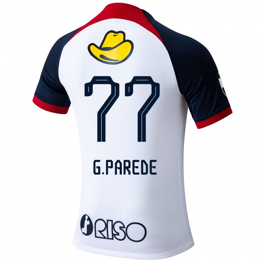 Niño Camiseta Guilherme Parede #77 Blanco Azul Rojo 2ª Equipación 2024/25 La Camisa