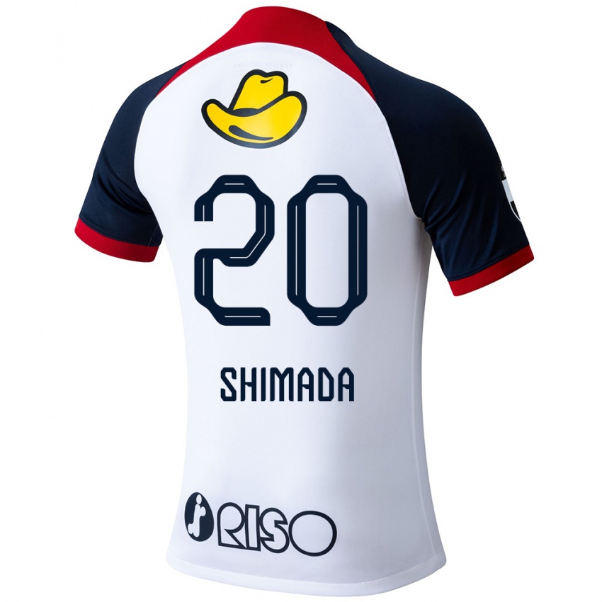 Niño Camiseta Victor Shimada #20 Blanco Azul Rojo 2ª Equipación 2024/25 La Camisa