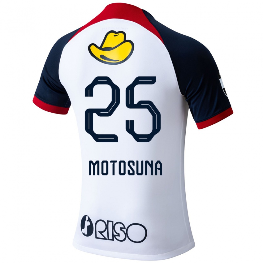 Niño Camiseta Anthony Motosuna #25 Blanco Azul Rojo 2ª Equipación 2024/25 La Camisa