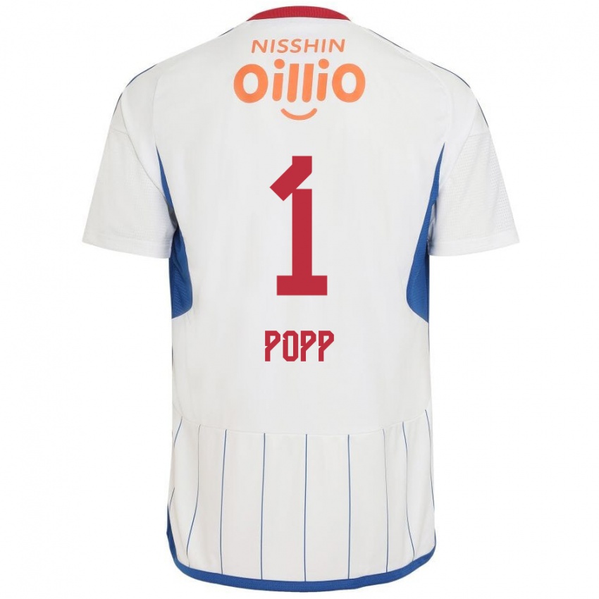 Niño Camiseta William Popp #1 Blanco Azul Rojo 2ª Equipación 2024/25 La Camisa