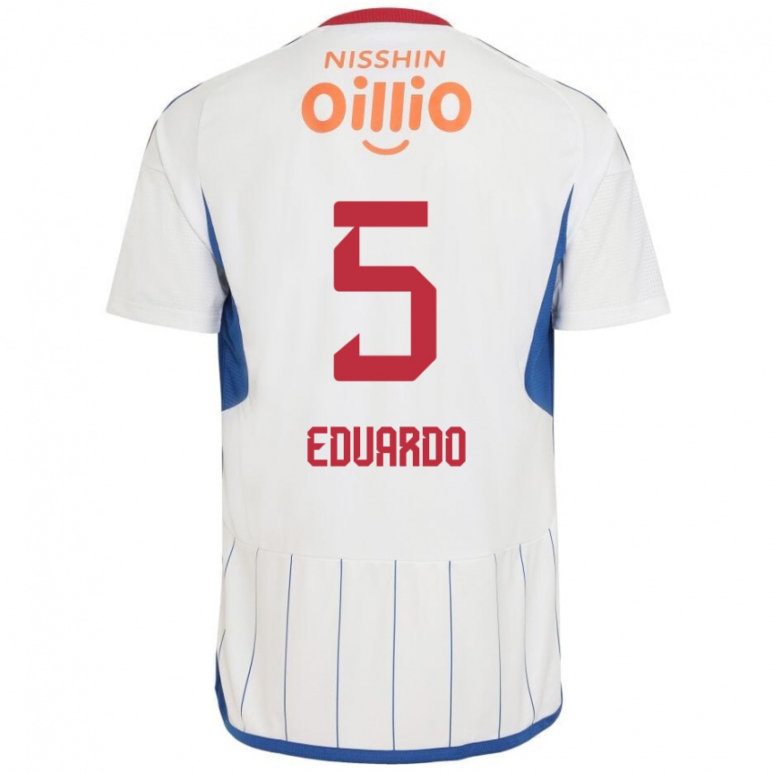 Niño Camiseta Eduardo #5 Blanco Azul Rojo 2ª Equipación 2024/25 La Camisa