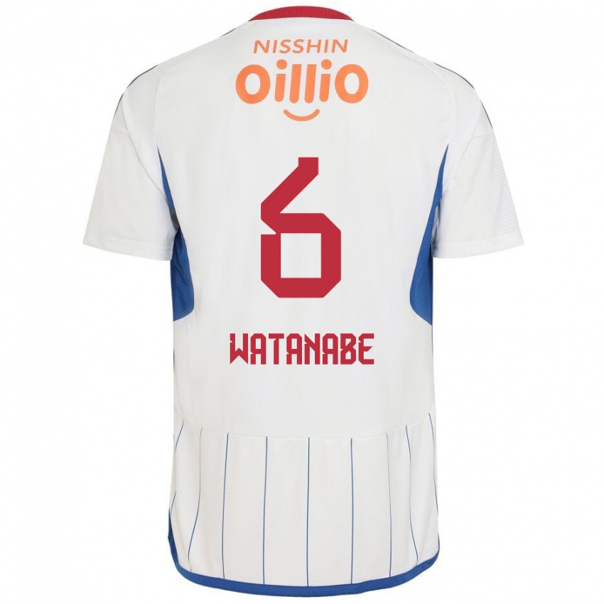 Niño Camiseta Kota Watanabe #6 Blanco Azul Rojo 2ª Equipación 2024/25 La Camisa