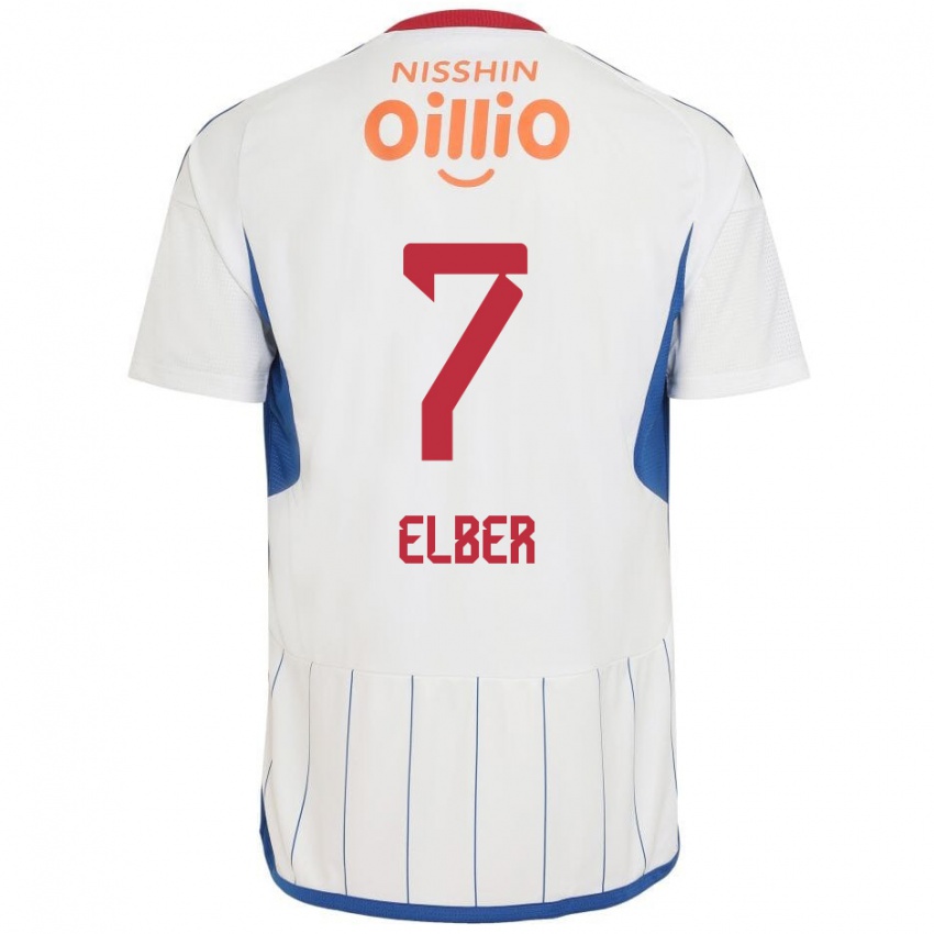 Niño Camiseta Élber #7 Blanco Azul Rojo 2ª Equipación 2024/25 La Camisa