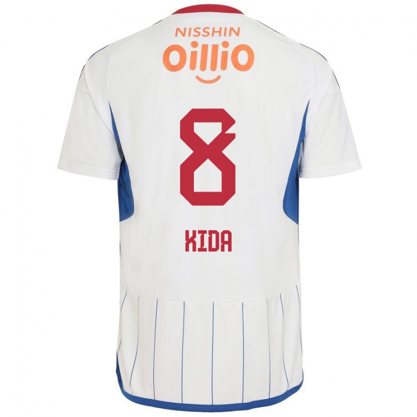 Niño Camiseta Takuya Kida #8 Blanco Azul Rojo 2ª Equipación 2024/25 La Camisa