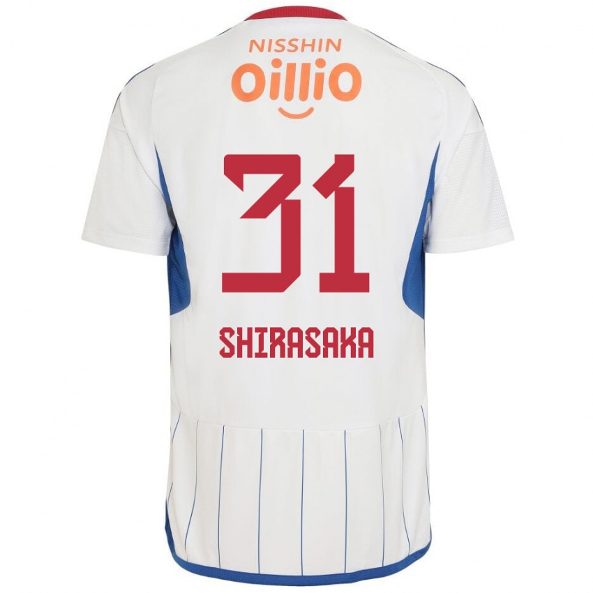 Niño Camiseta Fuma Shirasaka #31 Blanco Azul Rojo 2ª Equipación 2024/25 La Camisa