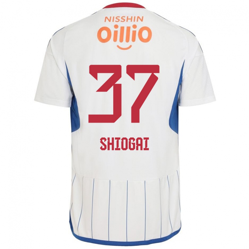 Niño Camiseta Kento Shiogai #37 Blanco Azul Rojo 2ª Equipación 2024/25 La Camisa