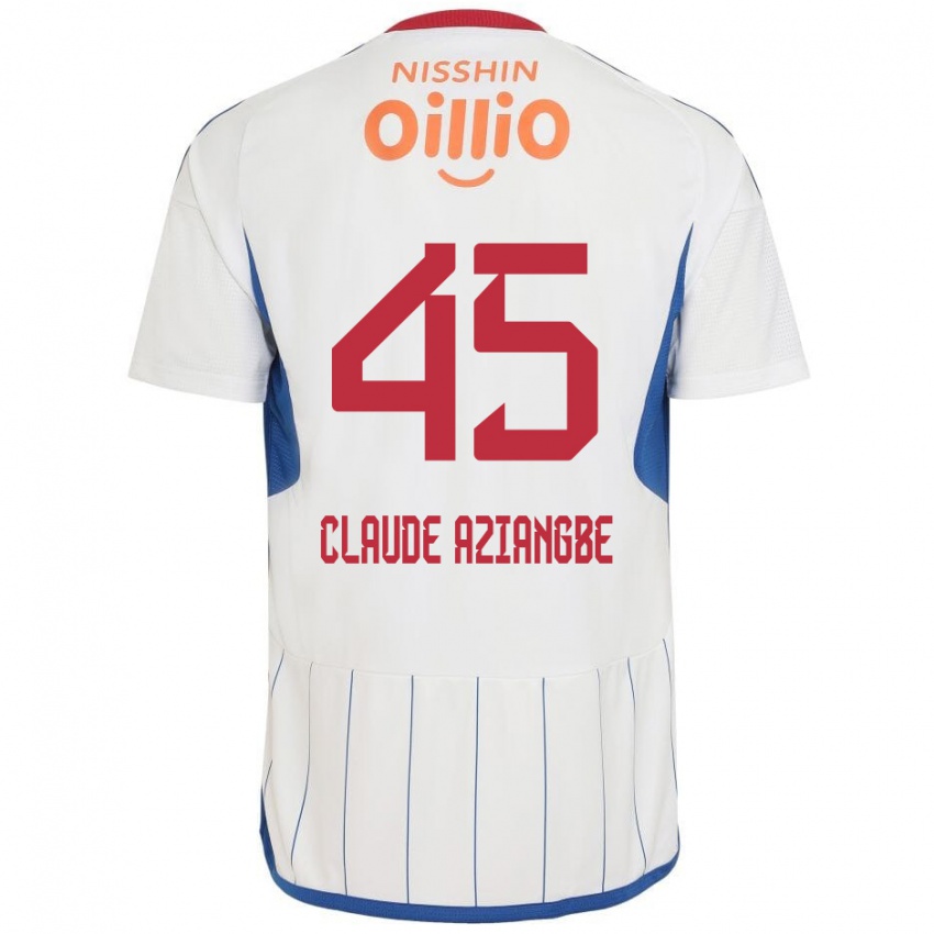 Niño Camiseta Jean Claude Aziangbe #45 Blanco Azul Rojo 2ª Equipación 2024/25 La Camisa