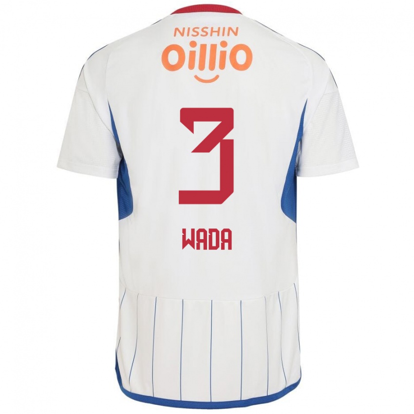 Niño Camiseta Yusei Wada #3 Blanco Azul Rojo 2ª Equipación 2024/25 La Camisa