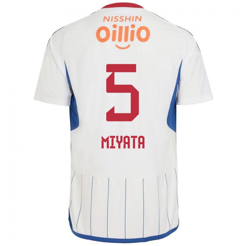 Niño Camiseta Haru Miyata #5 Blanco Azul Rojo 2ª Equipación 2024/25 La Camisa