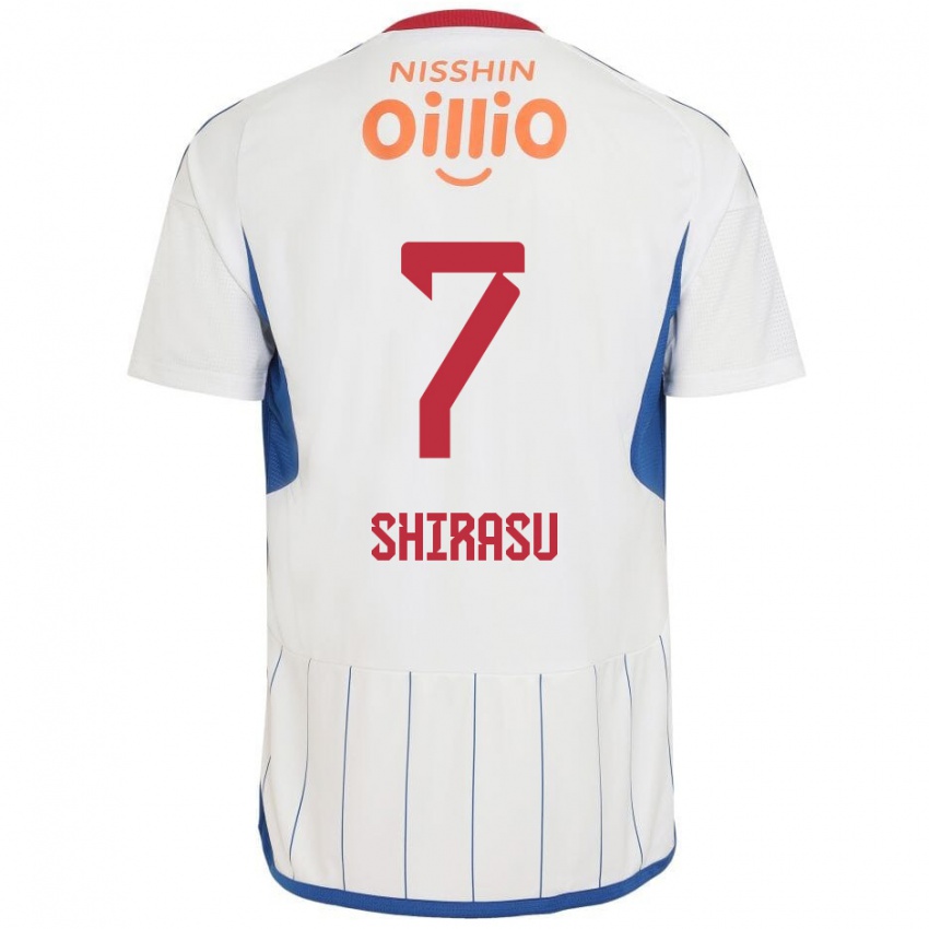 Niño Camiseta Kento Shirasu #7 Blanco Azul Rojo 2ª Equipación 2024/25 La Camisa