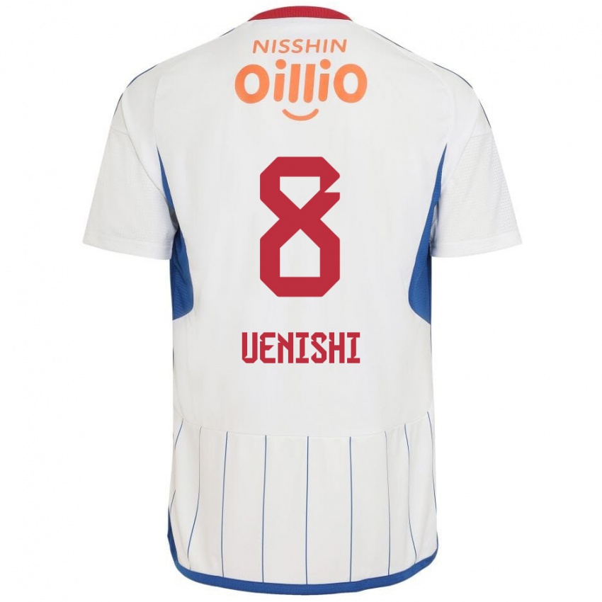 Niño Camiseta Haruki Uenishi #8 Blanco Azul Rojo 2ª Equipación 2024/25 La Camisa